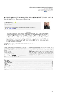 An Empirical Analysis of the Taylor Rule and Its Application to Monetary Policy: a Case for the United Kingdom and Euro Area
