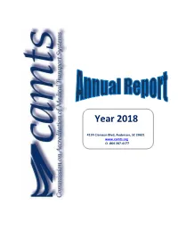 Annual Report for 2017 Was Sent out to All the Member Organizations and Will Be Available on the CAMTS Website