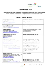 College Open Day List