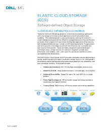 ELASTIC CLOUD STORAGE (ECS) Software-Defined Object Storage