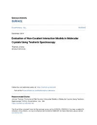 Evaluation of Non-Covalent Interaction Models in Molecular Crystals Using Terahertz Spectroscopy