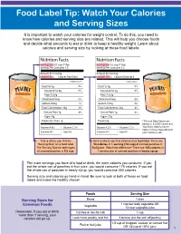 Food Label Tip: Watch Your Calories and Serving Sizes