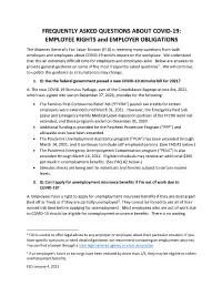 Frequently Asked Questions About Covid-19: Employee