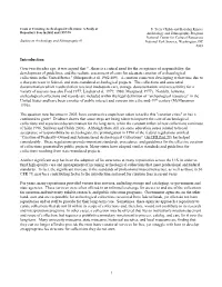 Study 1: Costs of Curating Archeological Collections