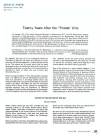 Twenty Years After the Â•Œtriesteâ•Š Dive
