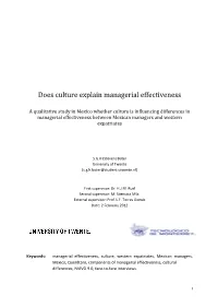 Does Culture Explain Managerial Effectiveness