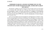 Emperor Charles I and His Contribution to The