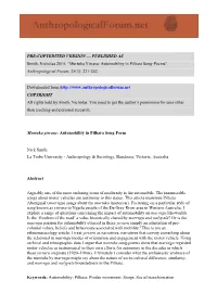 PUBLISHED AS Smith, Nicholas 2015. “Murtuka Yirraru: Automobility in Pilbara Song-Poems”