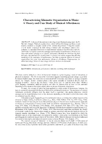 Characterizing Idiomatic Organization in Music: a Theory and Case Study of Musical Affordances