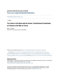 Constitutional Constraints on Torture in the War on Terror