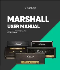 MARSHALL USER MANUAL Supporting VST/VST3/AU/AAX Rev