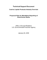 Technical Support Document: Suppliers of Coal-Based Liquid Fuels