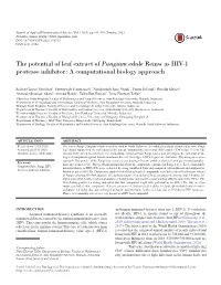 The Potential of Leaf Extract of Pangium Edule Reinw As HIV-1 Protease Inhibitor: a Computational Biology Approach