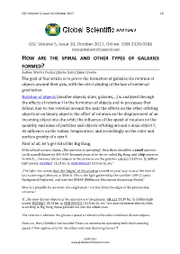 How Are the Spiral and Other Types of Galaxies Formed?