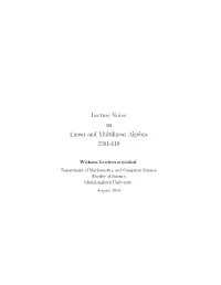 Lecture Notes on Linear and Multilinear Algebra 2301-610