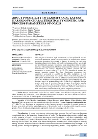 About Possibility to Classify Coal Layers Hazardous Characteristics by Genetic and Process Parameters of Coals