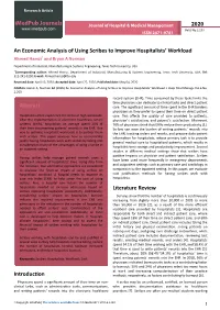 An Economic Analysis of Using Scribes to Improve Hospitalists' Workload