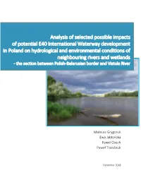 Analysis of Selected Possible Impacts of Potential E40 International Waterway Development in Poland on Hydrological and Enviro