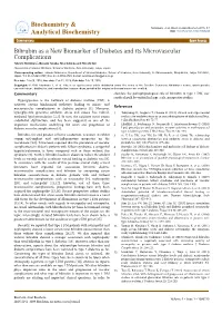 Bilirubin As a New Biomarker of Diabetes and Its Microvascular