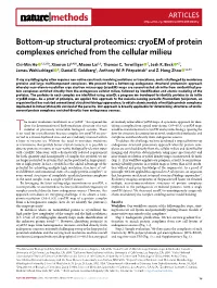 Bottom-Up Structural Proteomics: Cryoem of Protein Complexes Enriched from the Cellular Milieu