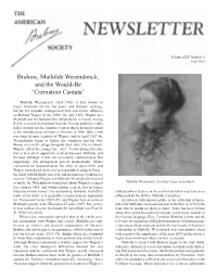 Brahms, Mathilde Wesendonck, and the Would-Be “Cremation Cantata”