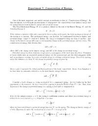 Experiment 7: Conservation of Energy