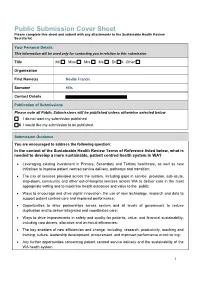 Public Submission Cover Sheet Please Complete This Sheet and Submit with Any Attachments to the Sustainable Health Review Secretariat