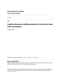 Cognitive Dimensions Usability Assessment of Textual and Visual VHDL Environments