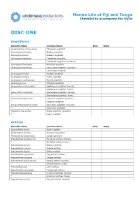 Fiji and Tonga Checklist to Accompany the Dvds