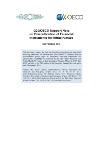 G20/OECD Support Note on Diversification of Financial Instruments for Infrastructure