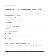 Interview with the Honorable Eileen A. Malloy , 2011