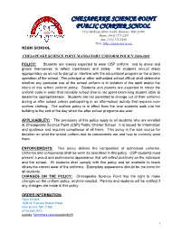 Mandatory School Uniform Policy Disciplinary Procedures 2020-2021