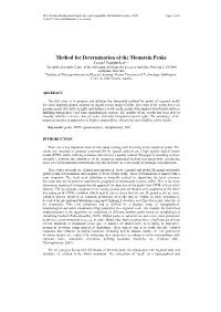 Method for Determination of the Mountain Peaks