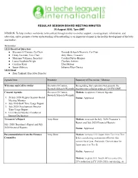 Regular Session Board Meeting Minutes