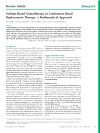 Sodium-Based Osmotherapy in Continuous Renal Replacement Therapy: a Mathematical Approach