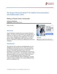 The Aragon Research Globe™ for Unified Communications and Collaboration, 2018