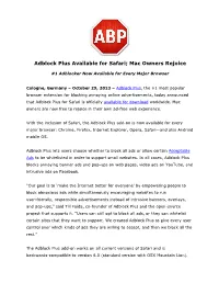 Adblock Plus Available for Safari; Mac Owners Rejoice