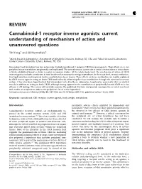 Cannabinoid-1 Receptor Inverse Agonists: Current Understanding of Mechanism of Action and Unanswered Questions