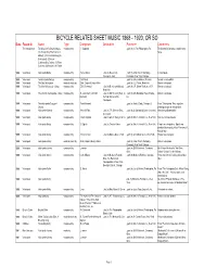 Chronological Index to Bicycle Sheet Music Covers
