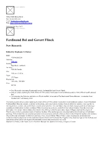 Ferdinand Bol and Govert Flinck Datasheet