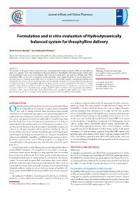Formulation and in Vitroevaluation of Hydrodynamically Balanced System
