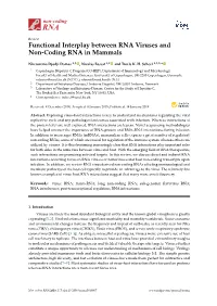 Functional Interplay Between RNA Viruses and Non-Coding RNA in Mammals