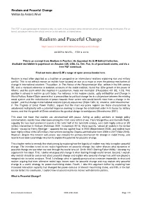 Realism and Peaceful Change Written by Anders Wivel