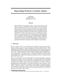 Representing Words in a Geometric Algebra