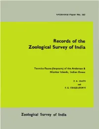 Termite Fauna (Isoptera) of the Andaman & Nicobar Islands, Indian Ocean