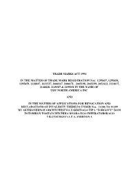 Trade Mark Invalidity and Revocation Decision 0/523/01