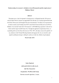 Understanding Government's Attitudes to Social Housing Through The