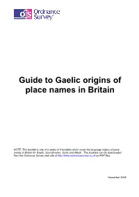 Guide to Gaelic Origins of Place Names in Britain