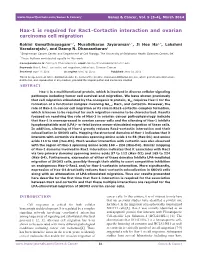 Hax-1 Is Required for Rac1-Cortactin Interaction and Ovarian Carcinoma Cell Migration
