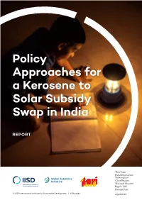 Policy Approaches for a Kerosene to Solar Subsidy Swap in India